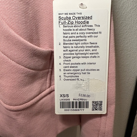 Lululemon Scuba Oversized Full Zip Hoodie, XS/S, Pink Haze/ Rose Gold - Picture 3 of 5